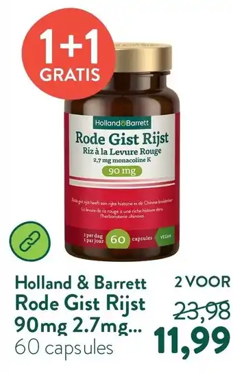Holland & Barrett Holland & Barrett Rode Gist Rijst 90 mg 2.7 mg aanbieding