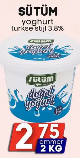 Özbaktat Supermarkt Sütüm yoghurt turkse stijl 3,8% aanbieding