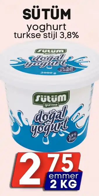 Özbaktat Supermarkt Sütüm yoghurt turkse stijl 3,8% aanbieding