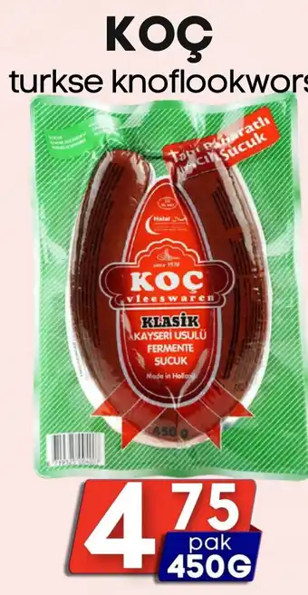 Özbaktat Supermarkt KOÇ turkse knoflookworst aanbieding
