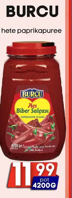 Özbaktat Supermarkt BURCU hete paprikapuree aanbieding