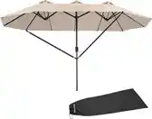 Praxis tectake - Dubbele Parasol Silia 460x270 cm met 3 windvakken - Beige aanbieding