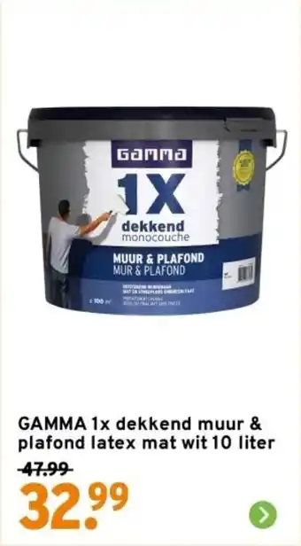 GAMMA GAMMA 1x dekkend muur & plafond latex mat wit aanbieding