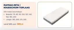 TotaalBED Matras Zeta | Koudschuim toplaag | 70x200 aanbieding