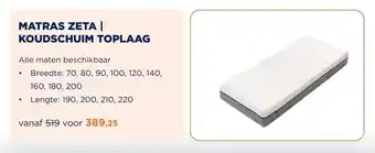 TotaalBED Matras Zeta | Koudschuim toplaag | 70x200 aanbieding