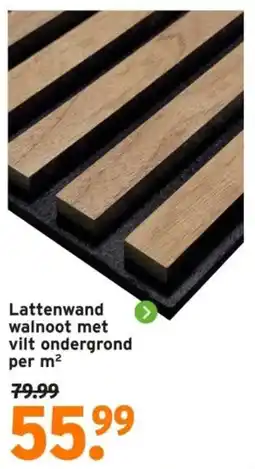 GAMMA Lattenwand walnoot met vilt ondergrond aanbieding