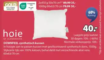 Jysk Downfeel synthetisch kussen aanbieding