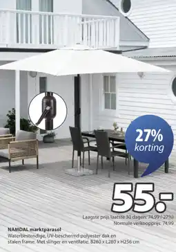 Jysk NAMDAL marktparasol aanbieding