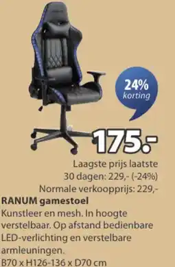 Jysk RANUM gamestoel aanbieding