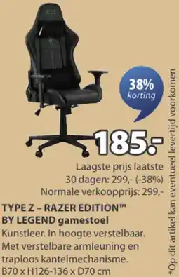 Jysk TYPE Z-RAZER EDITION BY LEGEND gamestoel aanbieding