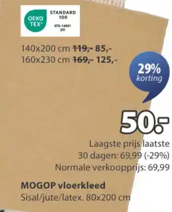 Jysk MOGOP vloerkleed aanbieding