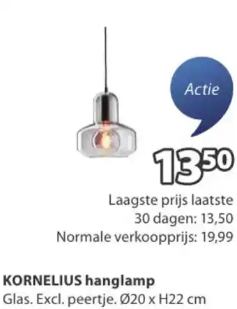 Jysk KORNELIUS hanglamp aanbieding