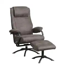 Leen Bakker Relaxfauteuil Vincent incl. hocker - Stof Preston - antraciet aanbieding