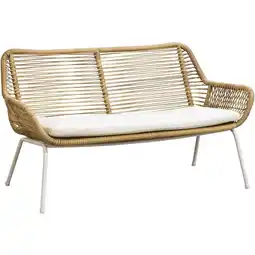 Leen Bakker Bank Grand 2-zits - wicker naturel - 78x137x73 cm aanbieding