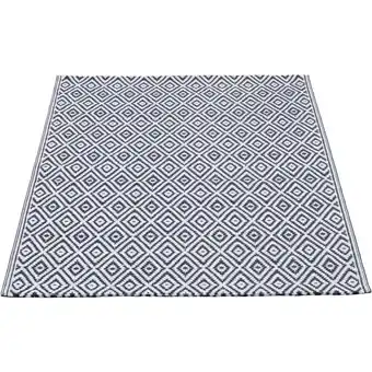 Leen Bakker Binnen/buitenvloerkleed Diamond - zwart - 90x150 cm aanbieding