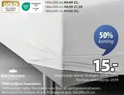 Jysk KRONBORG TINE satijnen hoeslaken aanbieding