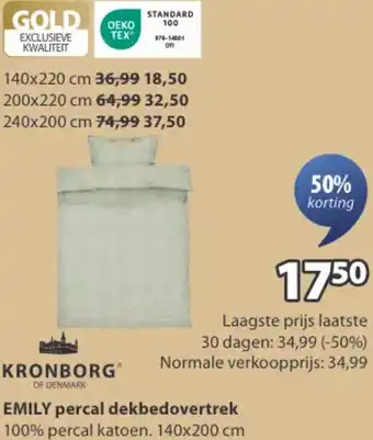 Jysk EMILY percal dekbedovertrek aanbieding