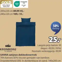 Jysk KRONBORG SANNA satijnen dekbedovertrek aanbieding