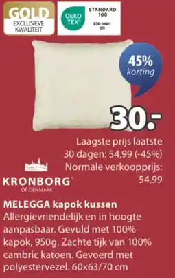 Jysk MELEGGA kapok kussen aanbieding