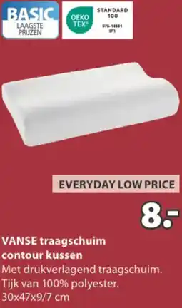 Jysk VANSE traagschuim contour kussen aanbieding