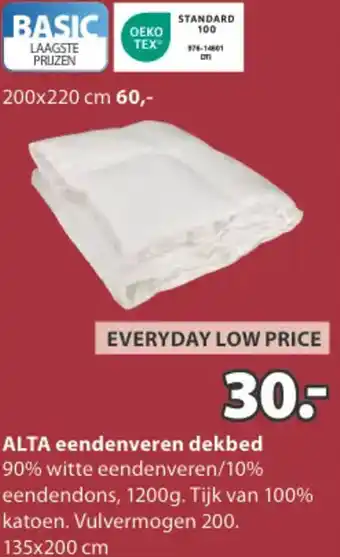 Jysk ALTA eendenveren dekbed aanbieding