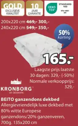 Jysk KRONBORG BEITO ganzendons dekbed aanbieding