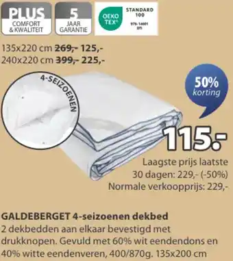 Jysk GALDEBERGET 4-seizoenen dekbed aanbieding