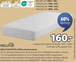 Jysk WELLPUR KVITA GF85 schuimmatras aanbieding