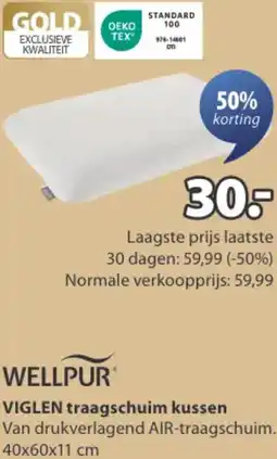 Jysk WELLPUR VIGLEN traagschuim kussen aanbieding