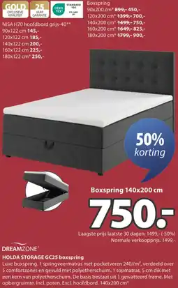 Jysk DREAMZONE HOLDA STORAGE GC25 boxspring aanbieding