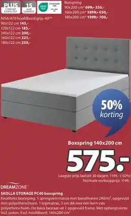 Jysk DREAMZONE SKOLLA STORAGE PC40 boxspring aanbieding