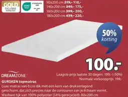 Jysk DREAMZONE GURSKEN topmatras aanbieding