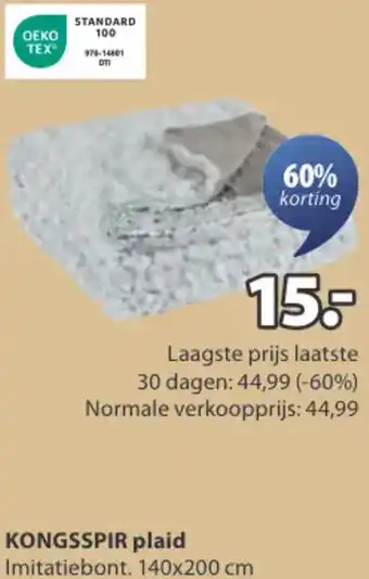 Jysk KONGSSPIR plaid aanbieding