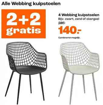 Kwantum 4 Webbing kuipstoelen aanbieding