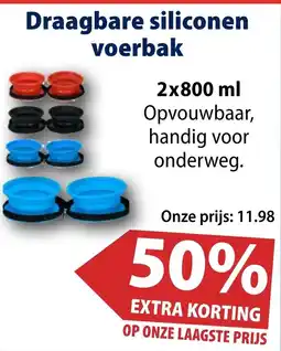 Huisdier Voordeelshop Draagbare siliconen voerbak aanbieding