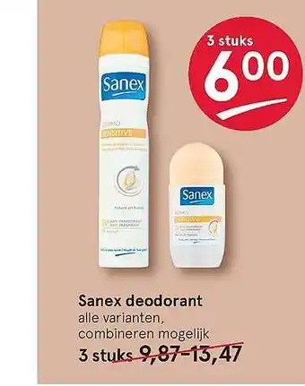 Etos Sanex Deodorant aanbieding