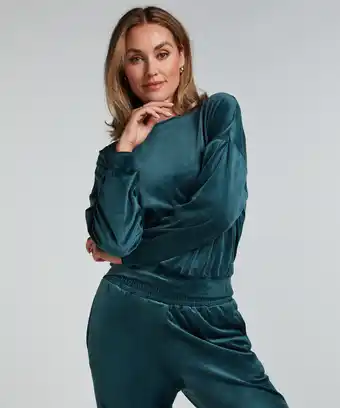 Hunkemoller Hunkemöller Velours Top Groen aanbieding