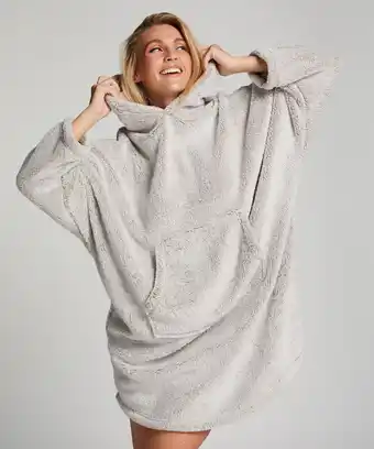 Hunkemoller Hunkemöller Flannel Fleece Hoodie Grijs aanbieding