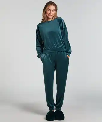 Hunkemoller Hunkemöller Joggingbroek Velours Groen aanbieding