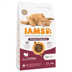 Zooplus 3kg Sensitive Digestion Adult & Senior Kalkoen IAMS for Vitality Kattenvoer aanbieding