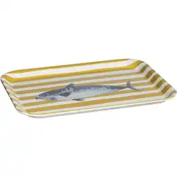 Leen Bakker Dienblad Fish - geel - 43x32 cm - Leen Bakker aanbieding