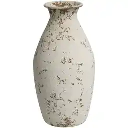 Leen Bakker Vaas Ostia - off-white - metaal - 19,5xØ10 cm - Leen Bakker aanbieding