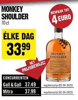 Dirck 3 Monkey shoulder aanbieding