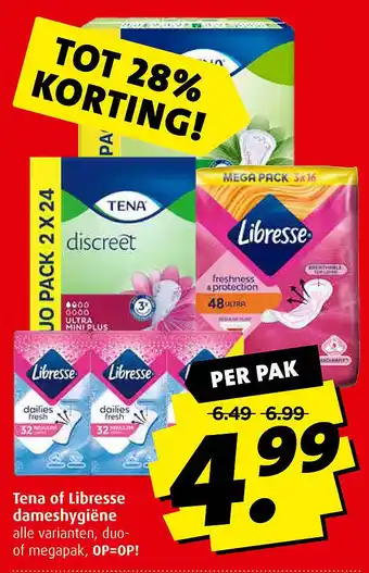 Boni Tena of Libresse dameshygiëne aanbieding