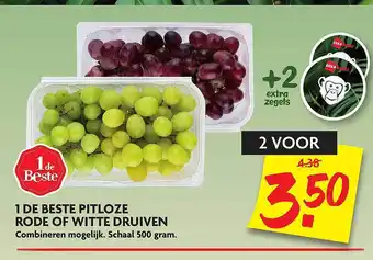 Dekamarkt 1 De Beste Pitloze Rode Of Witte Druiven 500 gram aanbieding