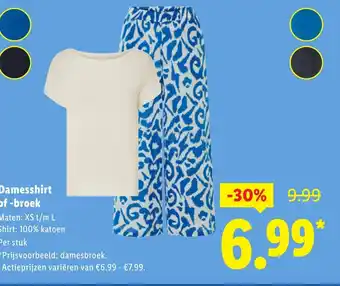 Lidl Damesshirt of broek aanbieding