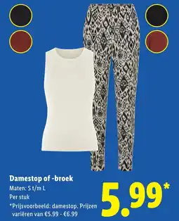 Lidl Damestop of broek aanbieding