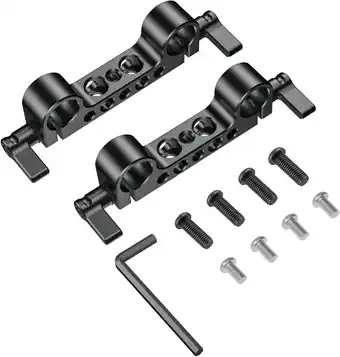 Amazon SMALLRIG 15 mm Rod Clamp Dubbele Stangklem (2 stuks) voor 15 mm Railsteunsysteem - 2061 aanbieding
