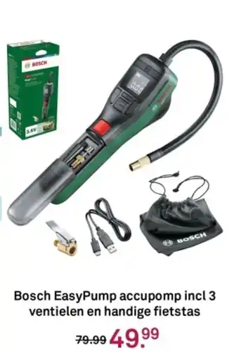 Karwei Bosch EasyPump accupomp incl 3 ventielen en handige fietstas aanbieding