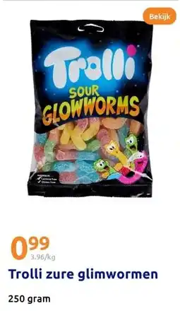 Action Trolli zure glimwormen aanbieding
